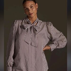 Anthropologie Striped Tie Shirt